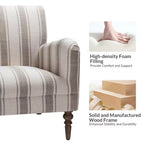 Accent Armchair Set of 2 with Stripe Pattern and Wooden Legs