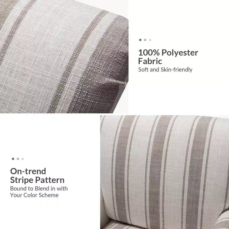 Accent Armchair Set of 2 with Stripe Pattern and Wooden Legs