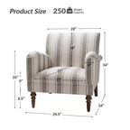 Accent Armchair Set of 2 with Stripe Pattern and Wooden Legs