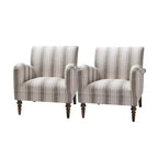 Accent Armchair Set of 2 with Stripe Pattern and Wooden Legs