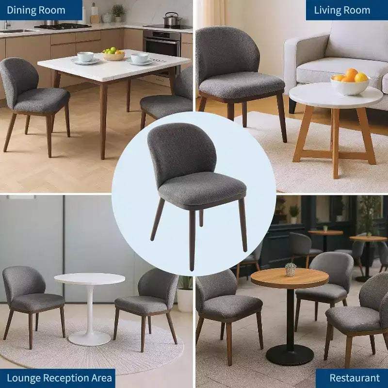 Dining Chair Set of 2 with Upholstered Seat and Wooden Legs