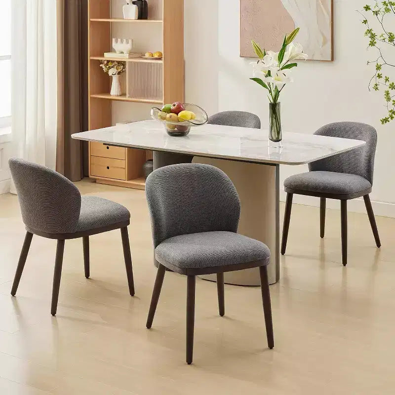Dining Chair Set of 2 with Upholstered Seat and Wooden Legs