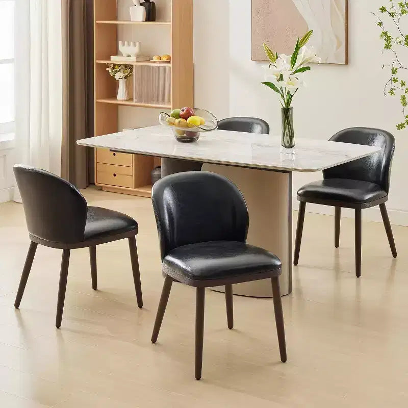 Dining Chair Set of 2 with Upholstered Seat and Wooden Legs