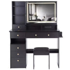 Vanity Table with Lighted Mirror, Stool and Storage Drawers