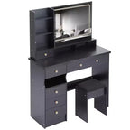 Vanity Table with Lighted Mirror, Stool and Storage Drawers