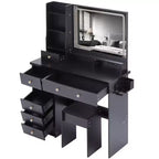 Vanity Table with Lighted Mirror, Stool and Storage Drawers