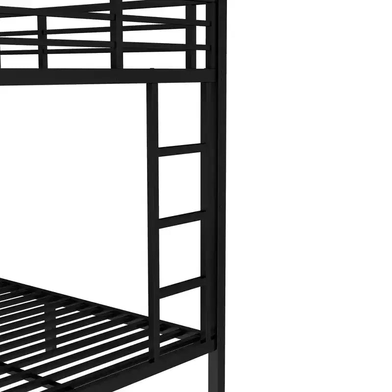 Metal Bunk Bed with Trundle – Twin over Full with Guardrail and Ladder