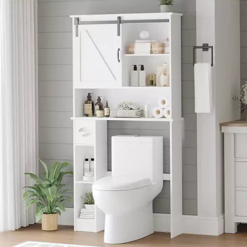 Over-Toilet Storage Cabinet with Adjustable Shelves and Toilet Paper Holder