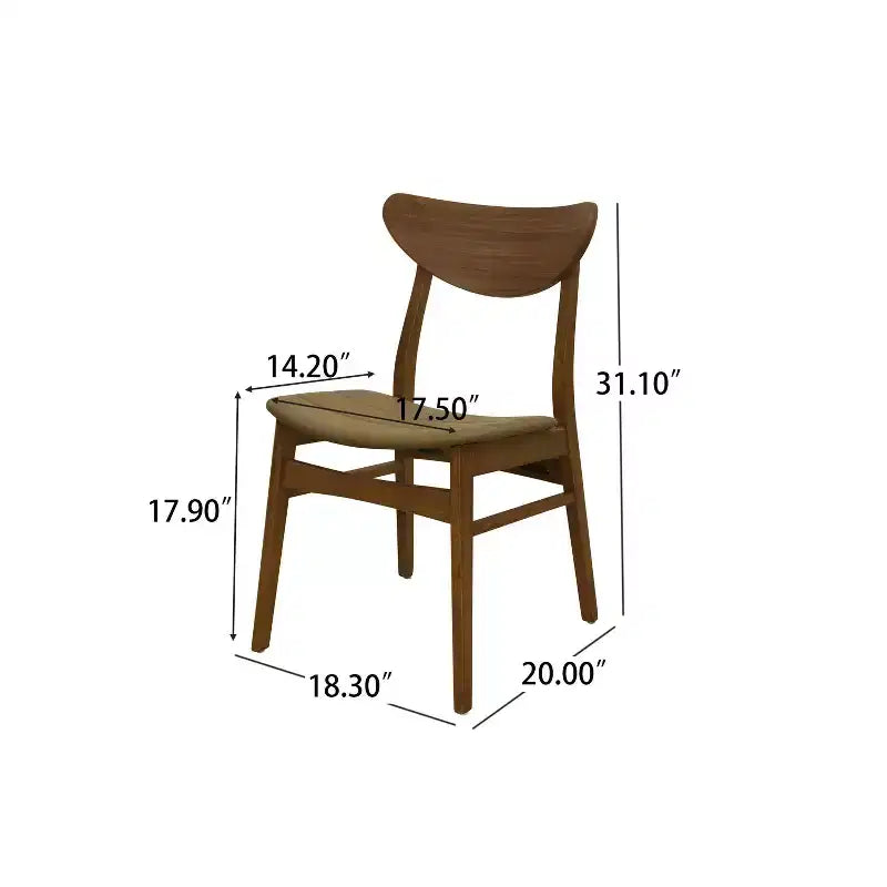 Set of 2 Mid-Century Modern Dining Chairs – Faux Leather, Rubberwood Frame