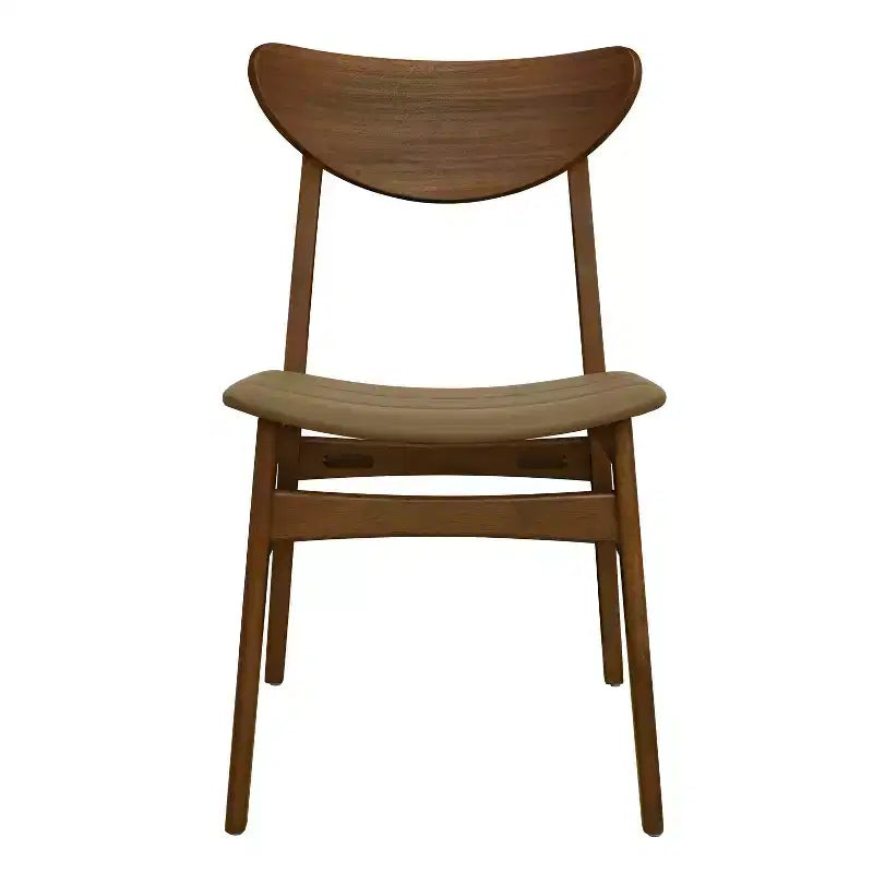 Set of 2 Mid-Century Modern Dining Chairs – Faux Leather, Rubberwood Frame