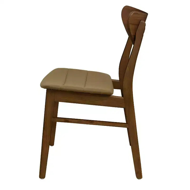 Set of 2 Mid-Century Modern Dining Chairs – Faux Leather, Rubberwood Frame