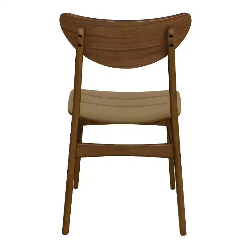 Set of 2 Mid-Century Modern Dining Chairs – Faux Leather, Rubberwood Frame
