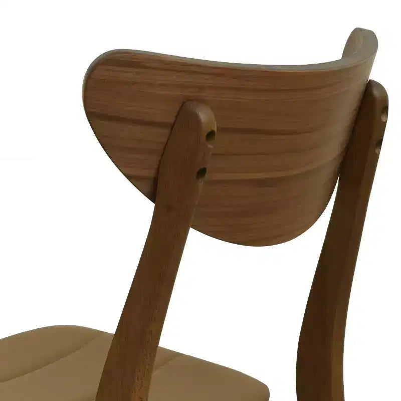 Set of 2 Mid-Century Modern Dining Chairs – Faux Leather, Rubberwood Frame